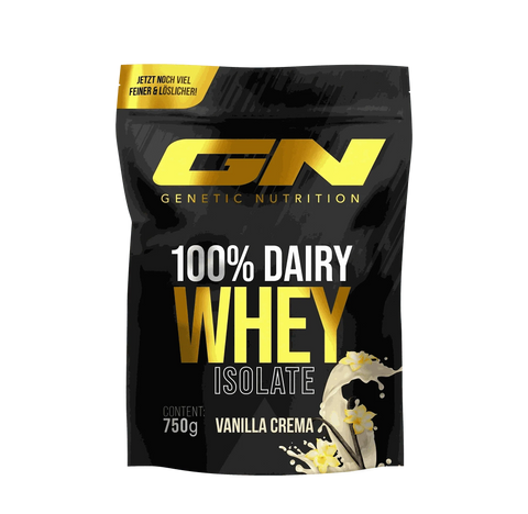 100% Dairy Whey ISOLATE vanilla crema protein powder 750g by Genetic Nutrition