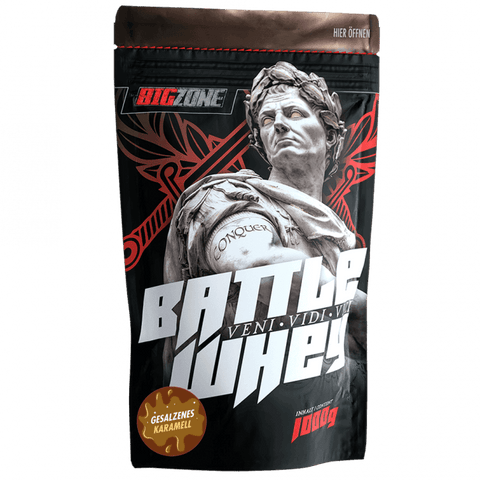 Battle Whey 1000g protein powder with digestive enzymes for better absorption and lactose intolerance, salted caramel flavor