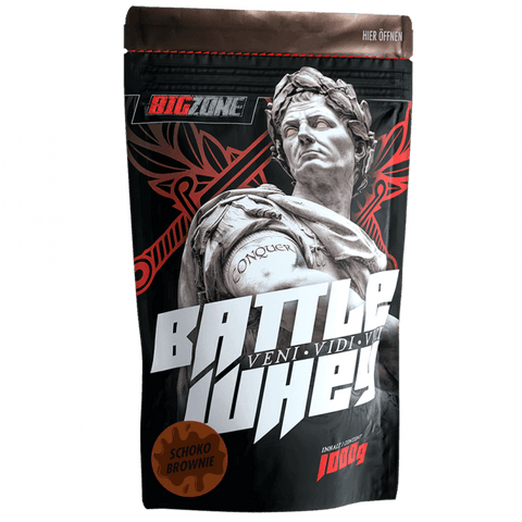 Battle Whey 1000g protein powder with digestive enzymes for improved absorption and lactose intolerance support, chocolate brownie flavor.