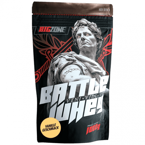 Battle Whey 1000g vanilla flavor protein powder with digestive enzymes for improved absorption and lactose intolerance support
