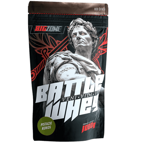 Battle Whey 1000g protein powder with digestive enzymes for better absorption and lactose-friendly creamy pistachio coconut flavor