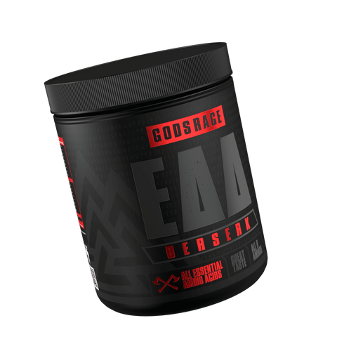 Berserk EAAs 500g container for essential amino acids supporting muscle growth, recovery, and hydration with coconut water powder.