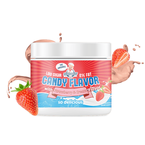Candy Flavor Powder low sugar strawberry and cream flavor with 0% fat for yogurt, shakes, and baking, 200g container