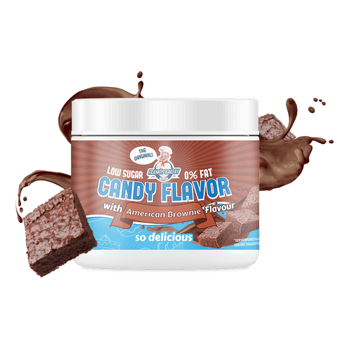 Candy Flavor Powder with American Brownie flavor, low sugar, zero fat, perfect for yogurt, protein shakes, and baking.