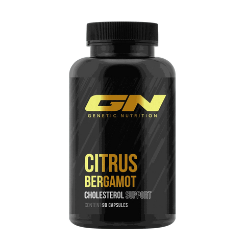Black bottle of Citrus Bergamot 90 capsules by Genetic Nutrition for cholesterol and heart support