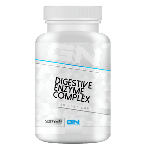 Bottle of Digestive Enzyme Complex dietary supplement with 60 vegetarian capsules for optimal digestion and nutrient absorption.