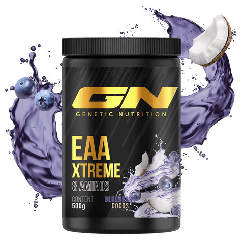 EAA Xtreme 500g blueberry coconut flavored essential amino acids supplement for muscle growth and recovery by Genetic Nutrition