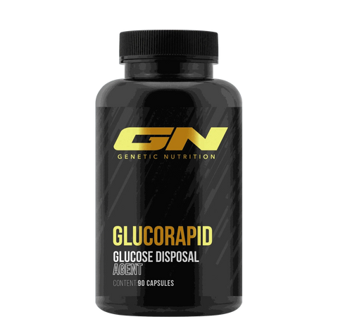 Gluco Rapid GDA glucose disposal agent supplement bottle with 90 capsules for muscle power and energy optimization