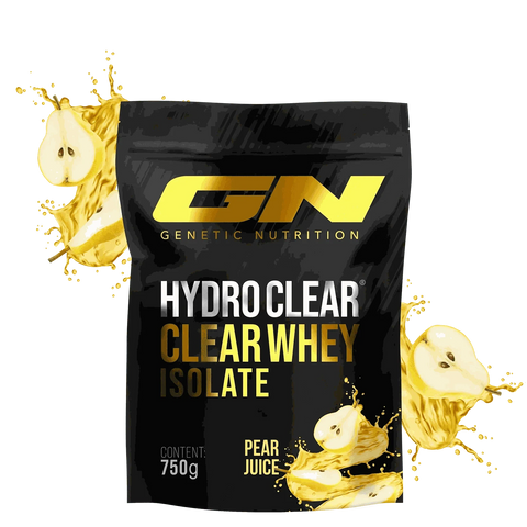 HydroClear Whey Isolat 750g pear juice flavor clear whey protein isolate by Genetic Nutrition with refreshing fruity taste and high protein content