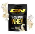 100% Dairy Whey Protein Pulver 1000g by Genetic Nutrition with coconut white chocolate flavor, high-quality muscle-building protein powder